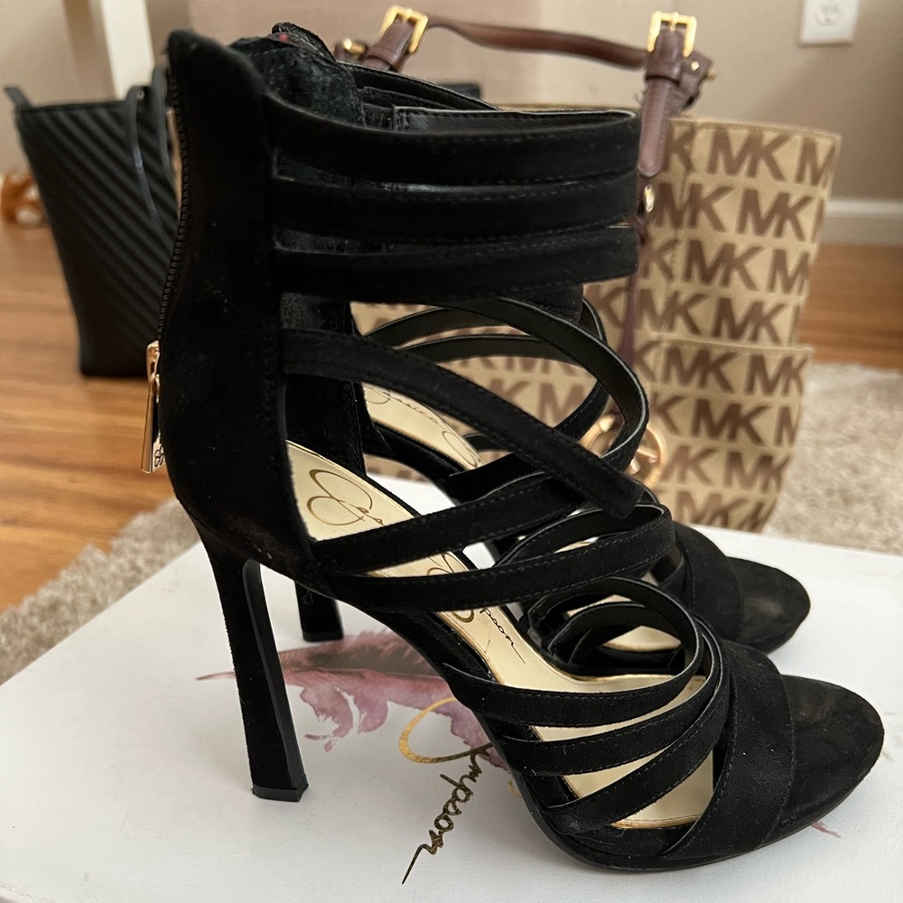 Jessica Simpson black strap heels